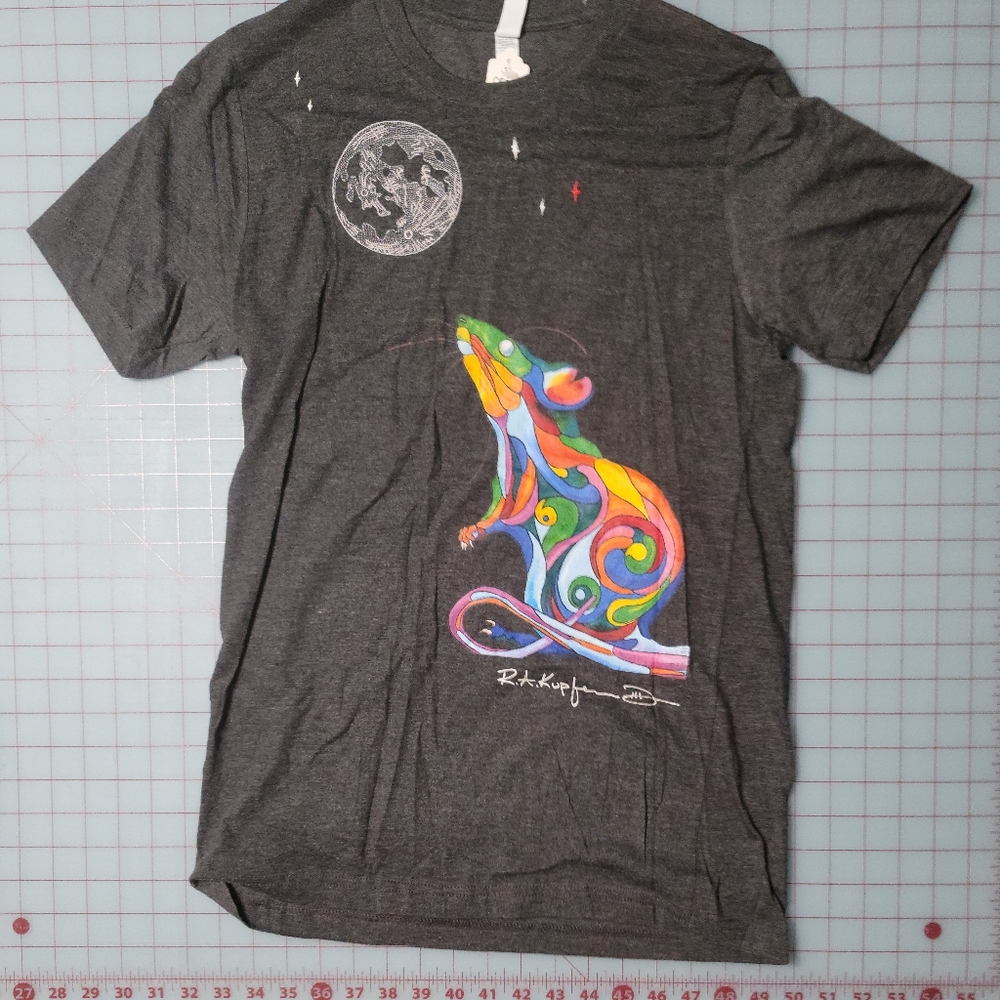 Embroidered Crew-Neck Graphic Tee "Rat" by rk3handcrafted